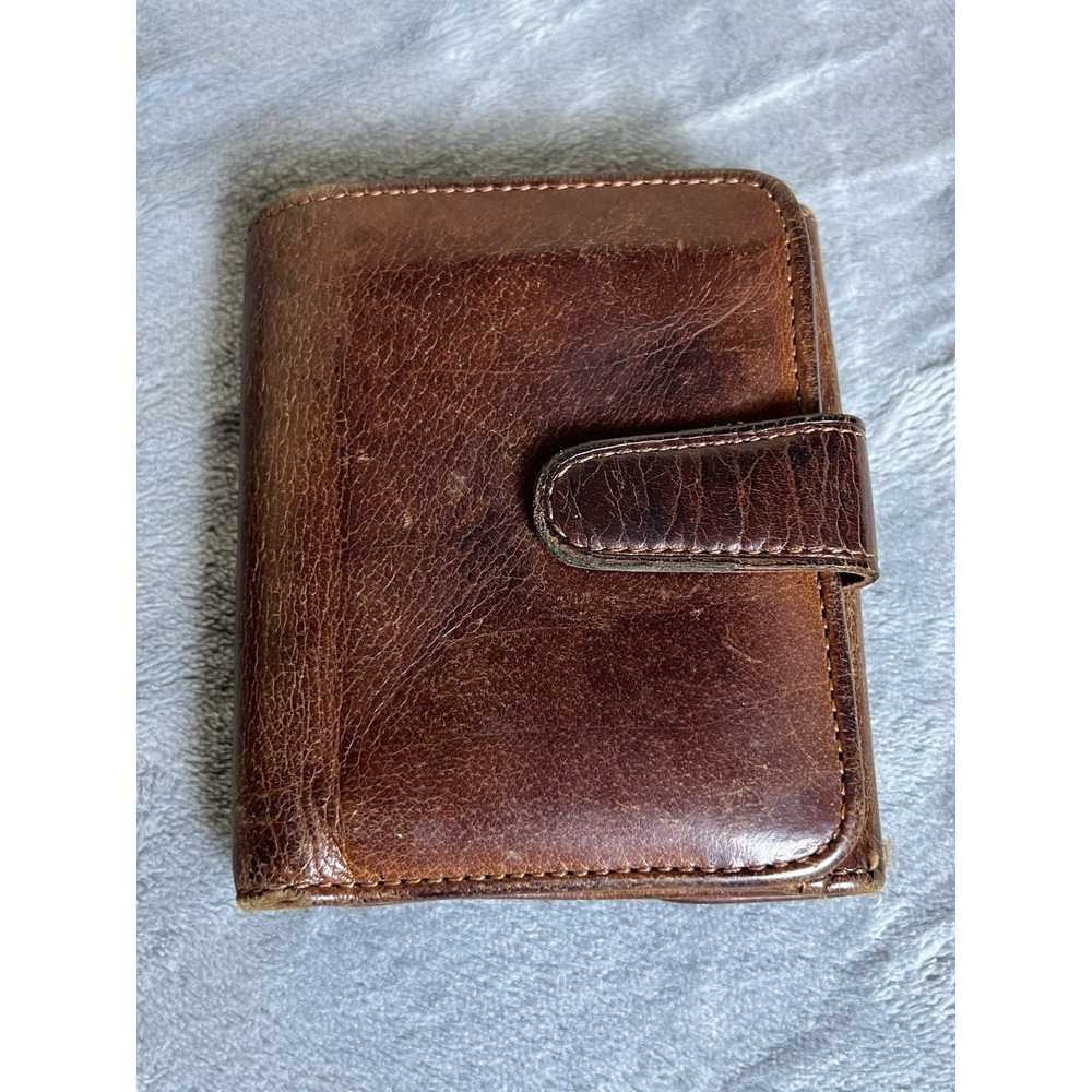 Vintage Coach Brown Leather Bi Fold Six Card Bill Coin Wallet Beautiful Patina